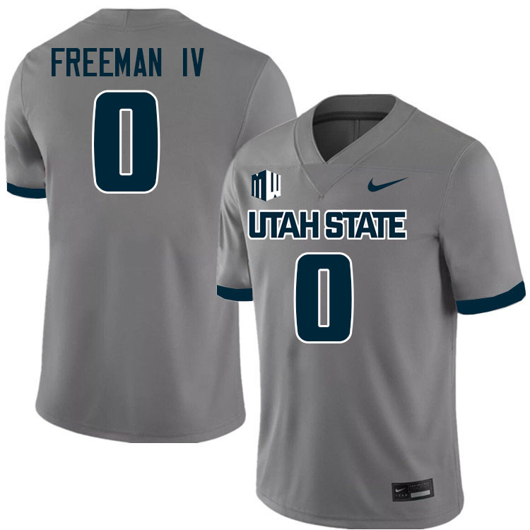 Utah State Aggies #0 Robert Freeman IV College Football Jerseys Stitched-Grey